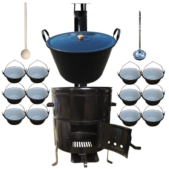 Smaltovaný kotol 70 L + servírovacie kotlíky (12 ks) BIG PARTY