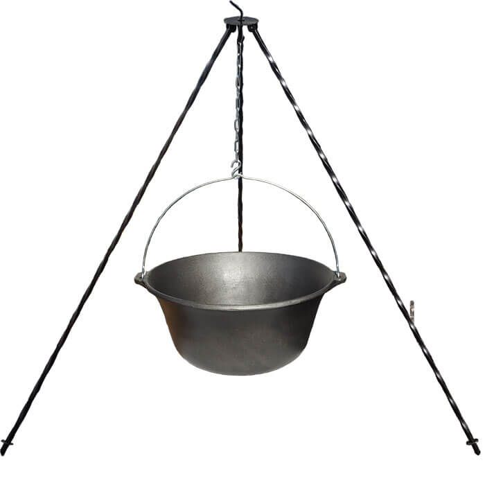 Liatinový kotlík 7,2 L + trojnožka 1 m