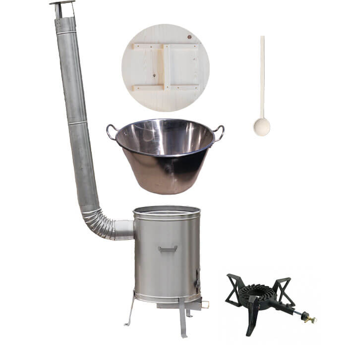 Zabíjačkový nerezový kotol 100 L + nerezová kotlina 60 cm + horák 7 kW + vareška