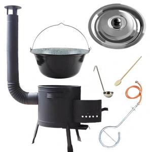 Smaltovaný kotlík (1,2 mm) 25 L + plynový horák k PB + nízka kotlina 42 PLUS 600 + nerezová pokrievka INOX